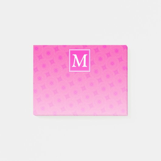 Post-it® Monogramme motif rose chaud cercles (Devant)