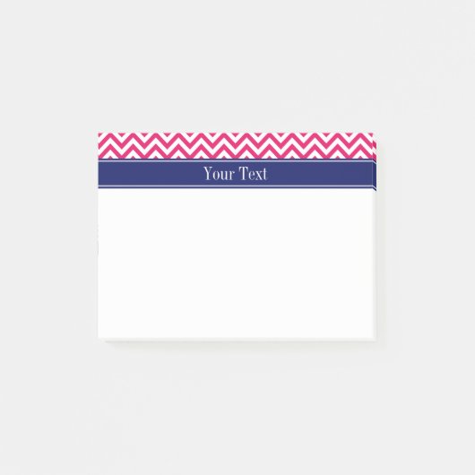 Post-it® Monogramme Navy Chevron SLg Framboise (Devant)