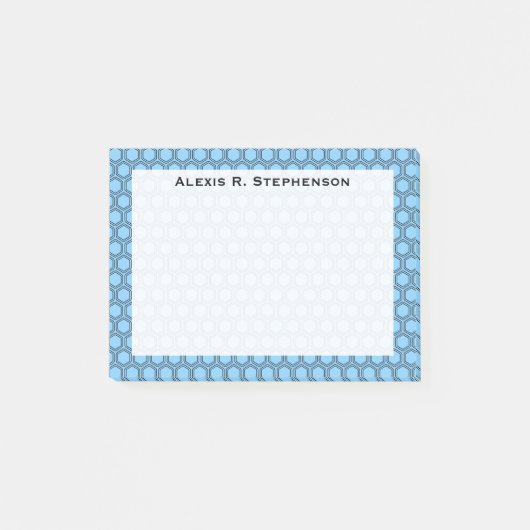 Post-it® Monogramme Nid d'abeille noir sur fond bleu ciel (Devant)