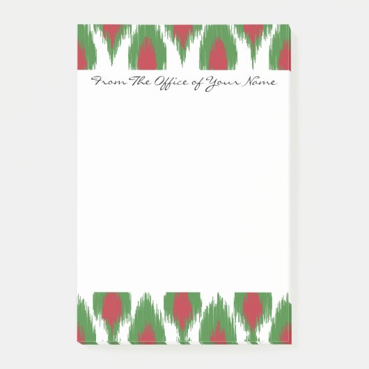 Post-it® Monogramme Noël Rouge Vert Ikat Diamant Motif (Devant)