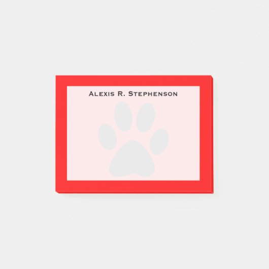 Post-it® Monogramme noir animal Empreinte de patte rouge (Devant)
