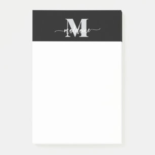 Post-it® Monogramme noir argent blanc personnel