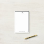 Post-it® Monogramme Noir Blanc Élégant Professionnel (Sur un bureau)
