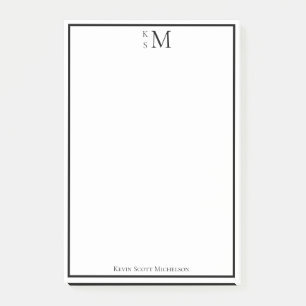 Post-it® Monogramme Noir Blanc Élégant Professionnel