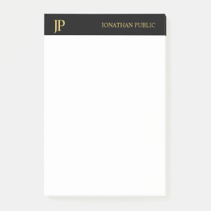 Post-it® Monogramme Noir Blanc Or Élégant Simple Modèle