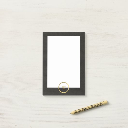 Post-it® Monogramme noir Chalkboard or Fusion simple modern (Sur un bureau)