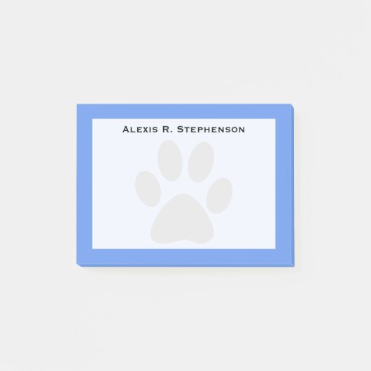 Post-it® Monogramme noir empreinte de patte d'animal bleu b (Devant)