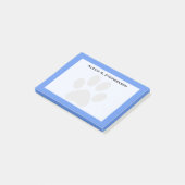 Post-it® Monogramme noir empreinte de patte d'animal bleu b (Incliné)