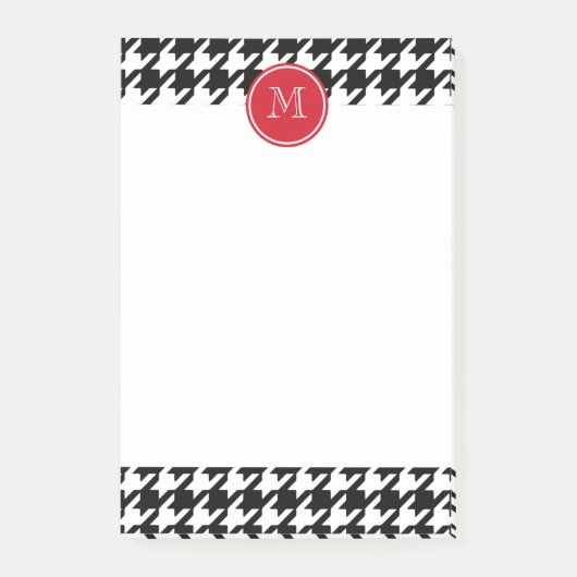 Post-it® Monogramme noir et blanc de rouge de pied-de-poule (Devant)