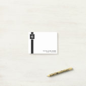 Post-it® Monogramme noir et blanc professionnel de rayure (Sur un bureau)