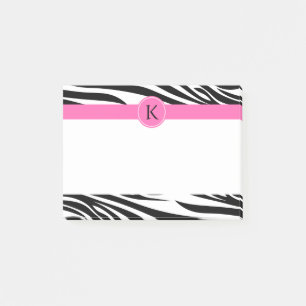 Post-it® Monogramme noir et blanc Zèbre Impression avec ros