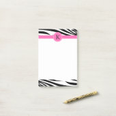 Post-it® Monogramme noir et blanc Zèbre Impression avec ros (Sur un bureau)