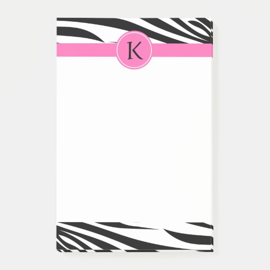 Post-it® Monogramme noir et blanc Zèbre Impression avec ros (Devant)