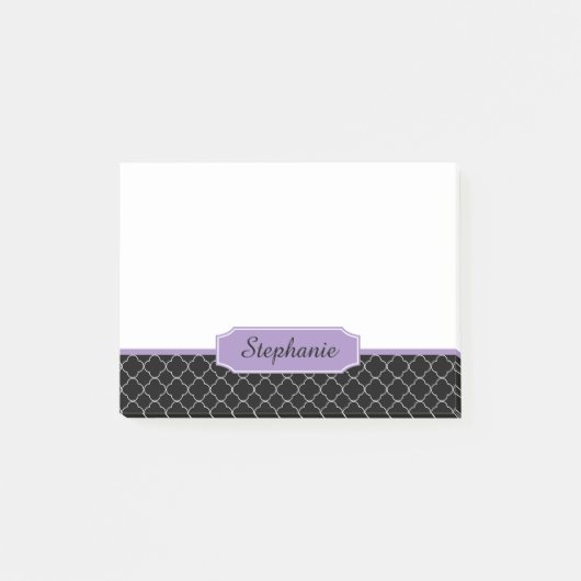 Post-it® Monogramme noir et pourpre de Quatrefoil (Devant)