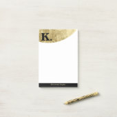 Post-it®  Monogramme noir initial au luxe Gold Foil (Sur un bureau)