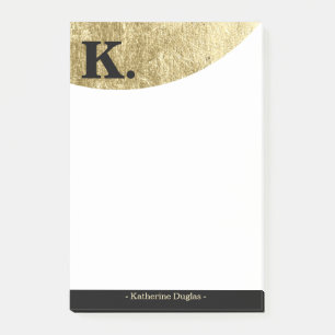 Post-it® Monogramme noir initial au luxe Gold Foil