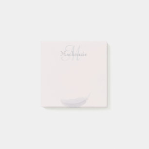 Post-it® Monogramme Nom Personnalisé Angel Plumes Blush ros