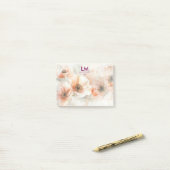 Post-it® Monogramme Nom Pivoines Pêche Vintage (Sur un bureau)