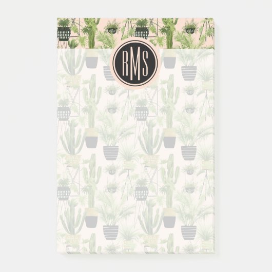 Post-it® Monogramme| Oasis intérieur| Motif de ligne Plante (Devant)