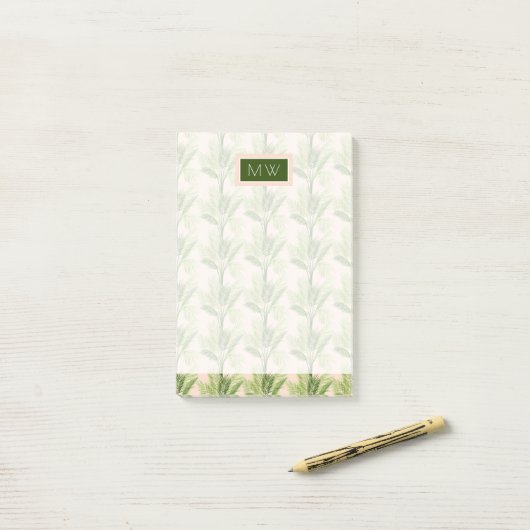 Post-it® Monogramme | Oasis intérieure | Motif Palm Tree (Sur un bureau)
