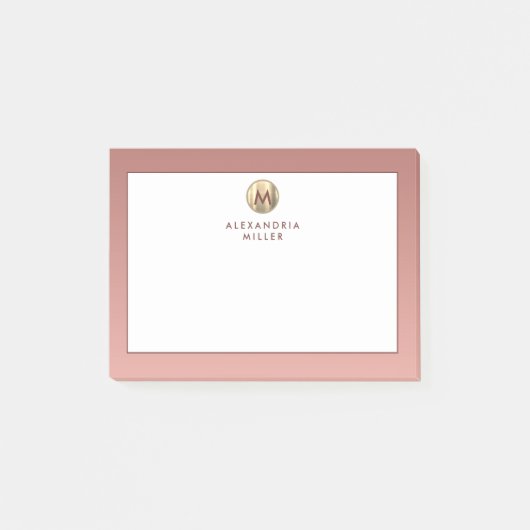 Post-it® Monogramme or rose moderne (Devant)