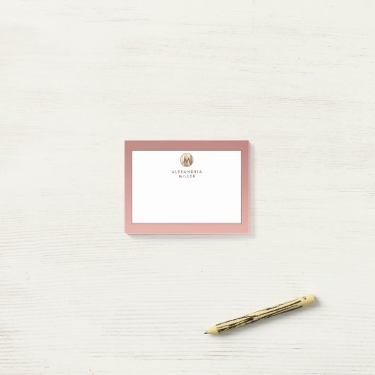 Post-it® Monogramme or rose moderne (Sur un bureau)