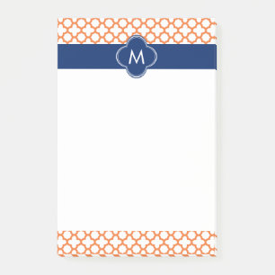 Post-it® Monogramme Orange et Royal Blue Quatrefoil