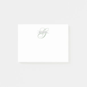 Post-it® Monogramme partagé en calligraphie vert pâle éléga