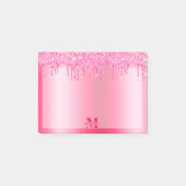 Post-it® Monogramme Parties scintillant à séchage rose chau (Devant)