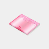 Post-it® Monogramme Parties scintillant à séchage rose chau (Incliné)