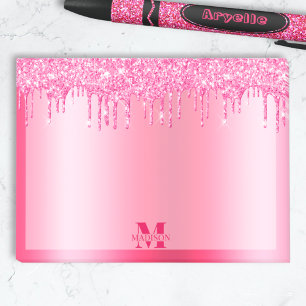 Post-it® Monogramme Parties scintillant à séchage rose chau