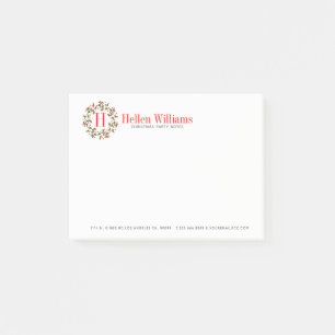 Post-it® Monogramme personnalisable des baies de Noël