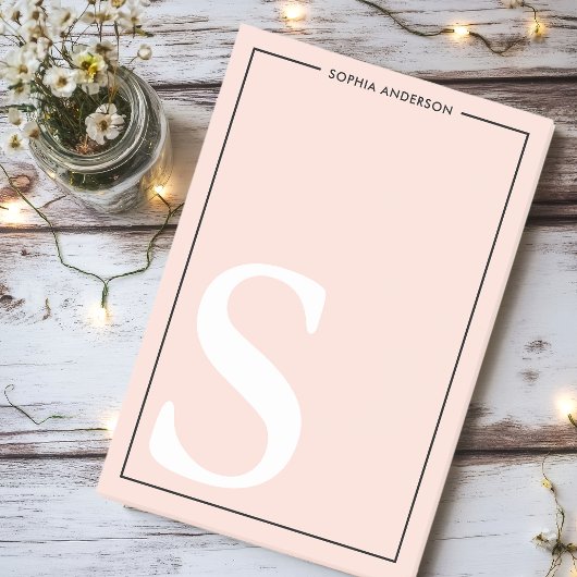 Post-it® Monogramme personnalisé avec nom graphique rose pâ