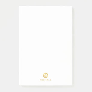Post-it® Monogramme personnalisé blanc et or de luxe