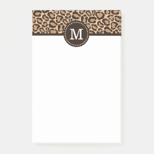 Post-it® Monogramme personnalisé Brown et Empreinte de léop