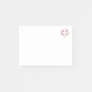 Post-it® Monogramme personnalisé, Coeur de dragon rose