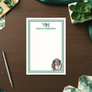 Post-it® Monogramme personnalisé Dachshund lisant dessiné à
