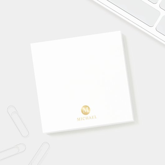 Post-it® Monogramme personnalisé de luxe blanc et or