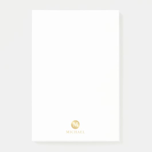 Post-it® Monogramme personnalisé de luxe blanc et or (Devant)