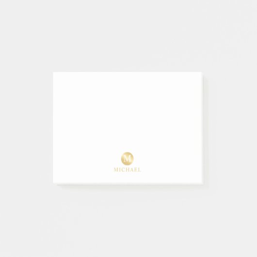 Post-it® Monogramme personnalisé de luxe blanc et or (Devant)