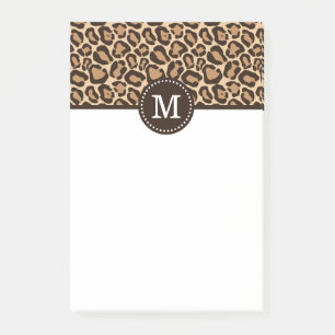 Post-it® Monogramme personnalisé Empreinte de léopard et Br