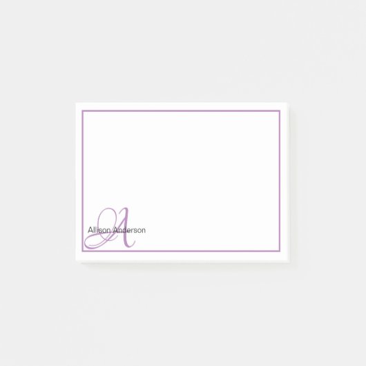 Post-it® Monogramme personnalisé et nom (Devant)