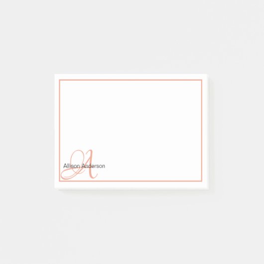 Post-it® Monogramme personnalisé et nom (Devant)
