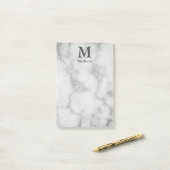 Post-it® Monogramme personnalisé et nom sur le marbre gris (Sur un bureau)