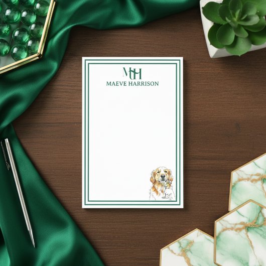 Post-it® Monogramme personnalisé Main tirée Golden Retrieve