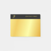 Post-it® Monogramme Personnalisé Noir Et Or Élégant (Devant)