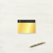 Post-it® Monogramme Personnalisé Noir Et Or Élégant (Sur un bureau)