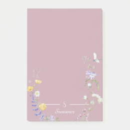 Post-it® Monogramme Pink Floral Butterfly Botanical Cottage