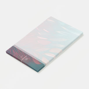 Post-it® Monogramme plumes roses et sarcelles abstraites