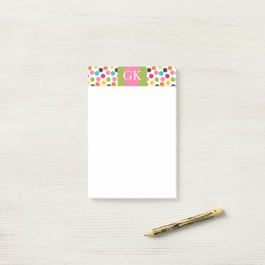 Post-it® Monogramme Pointe vert et rose Pointe Pointe Note (Sur un bureau)